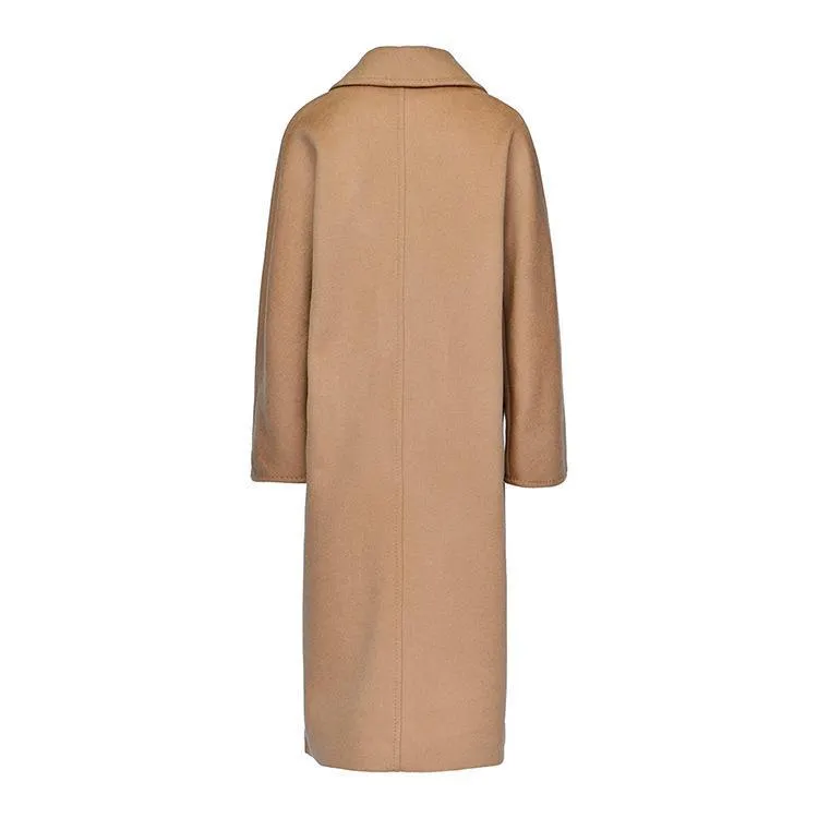 100% Wool Elegant Double Breasted Belted Warm Wool Coat