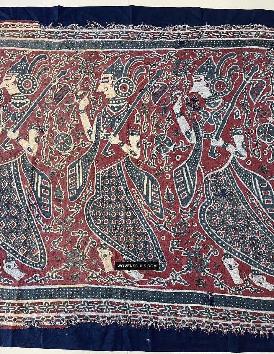 1642 Rare Toraja Ceremonial Cloth with a Row of Female Musicians