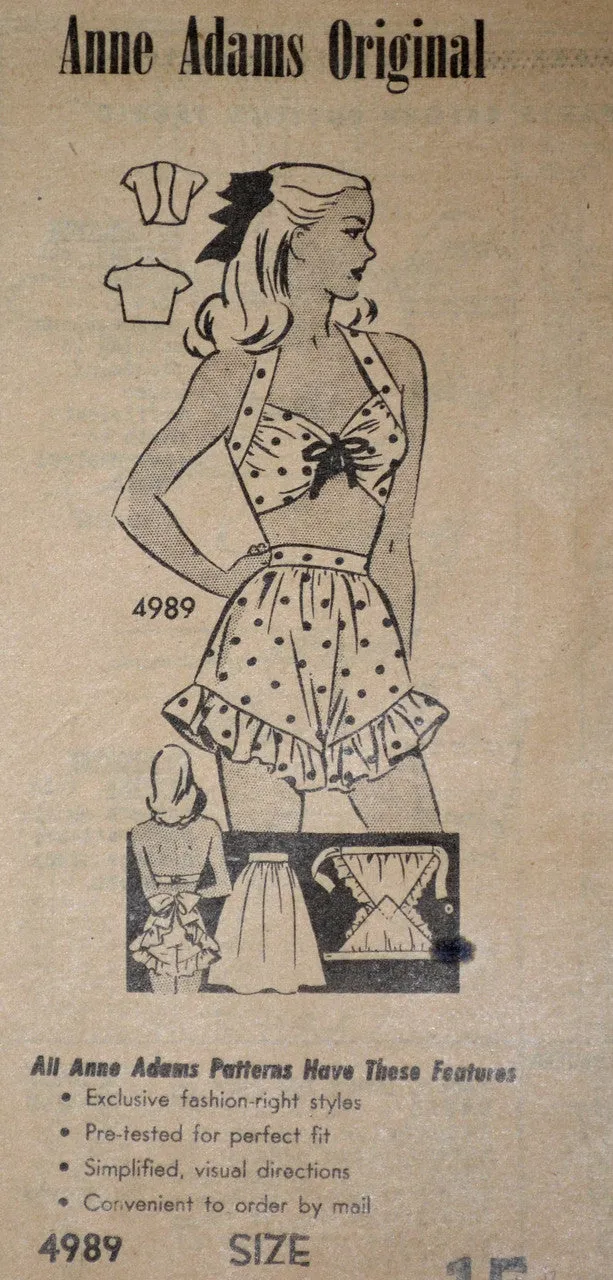 1940's Anne Adams Vintage Playsuit Pattern 4989 33" Bust UNCUT