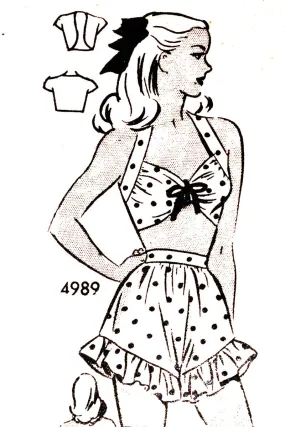 1940's Anne Adams Vintage Playsuit Pattern 4989 33" Bust UNCUT