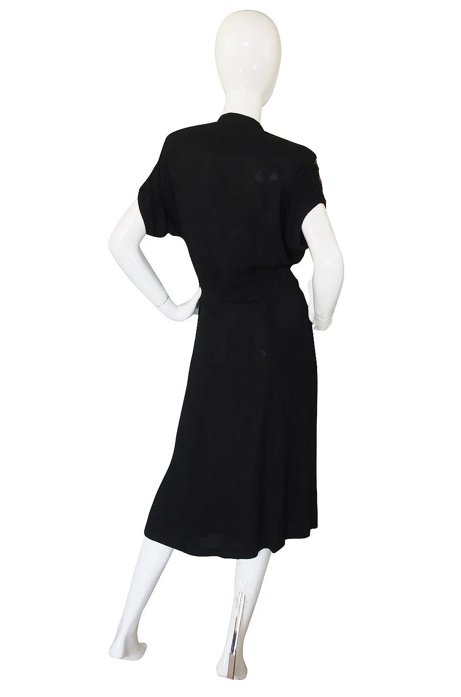 1940s Spectacular Beaded Silk Crepe Swing Dress