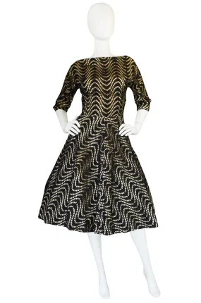 1950s Cut Out Black & Nude Full Skirted Summer Dress