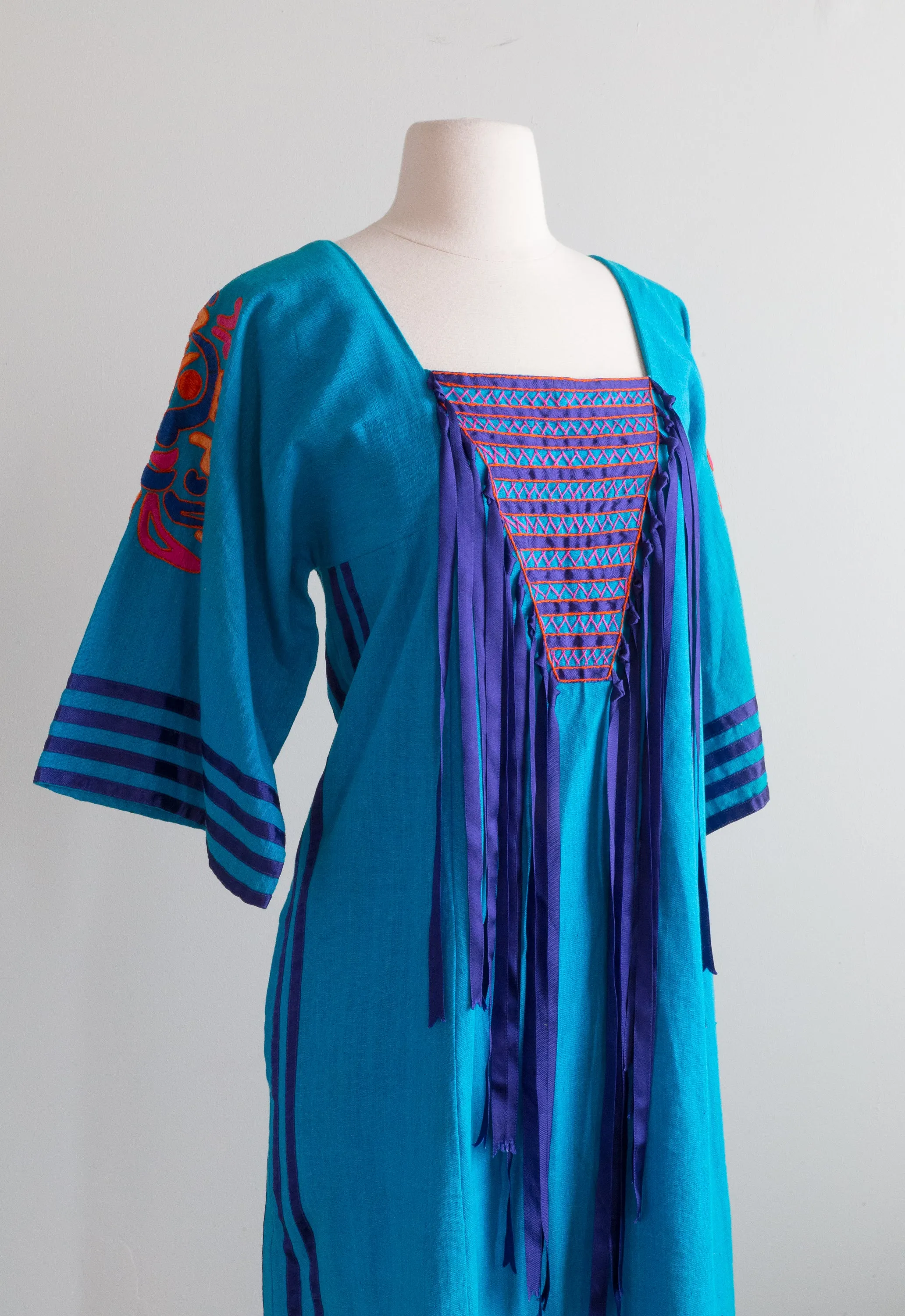 1970s Mexican Art Kaftan By Irene Pulos / ML