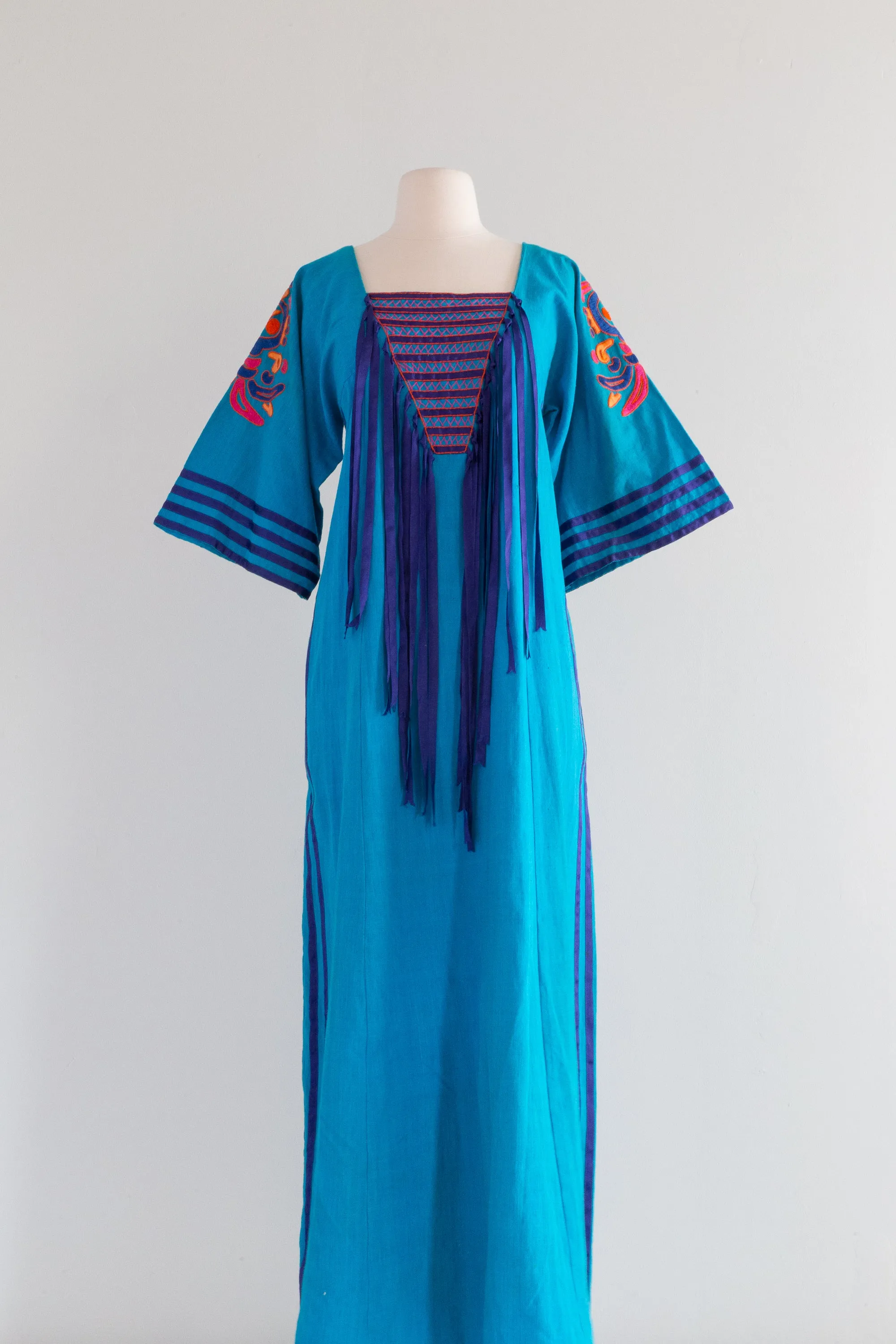 1970s Mexican Art Kaftan By Irene Pulos / ML