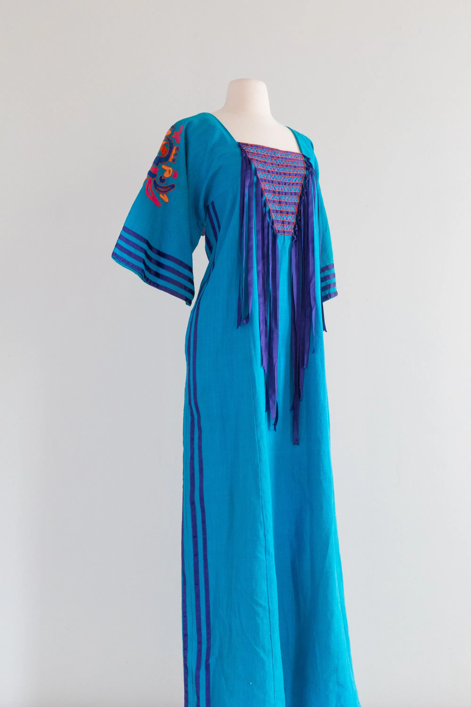 1970s Mexican Art Kaftan By Irene Pulos / ML