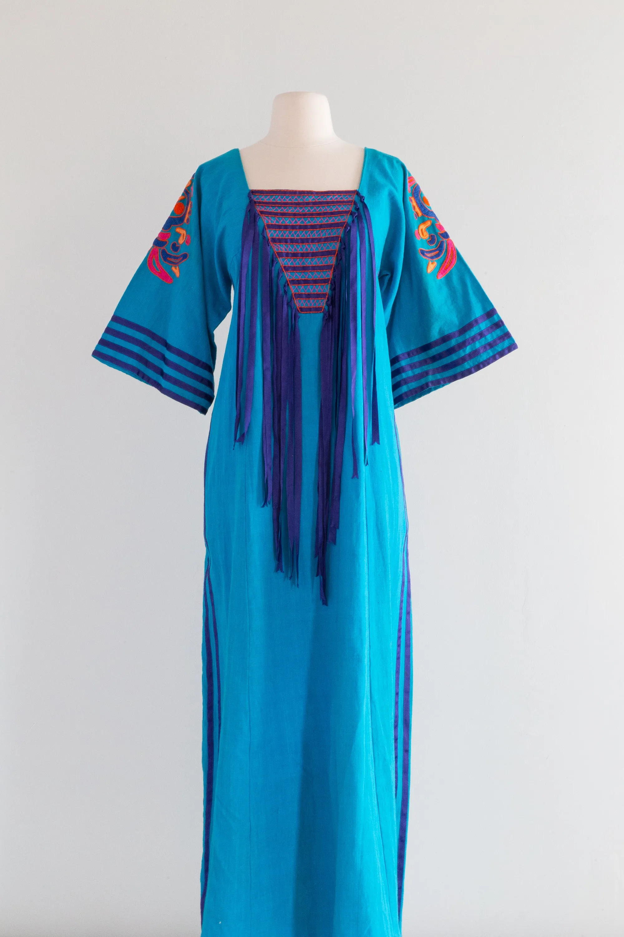 1970s Mexican Art Kaftan By Irene Pulos / ML