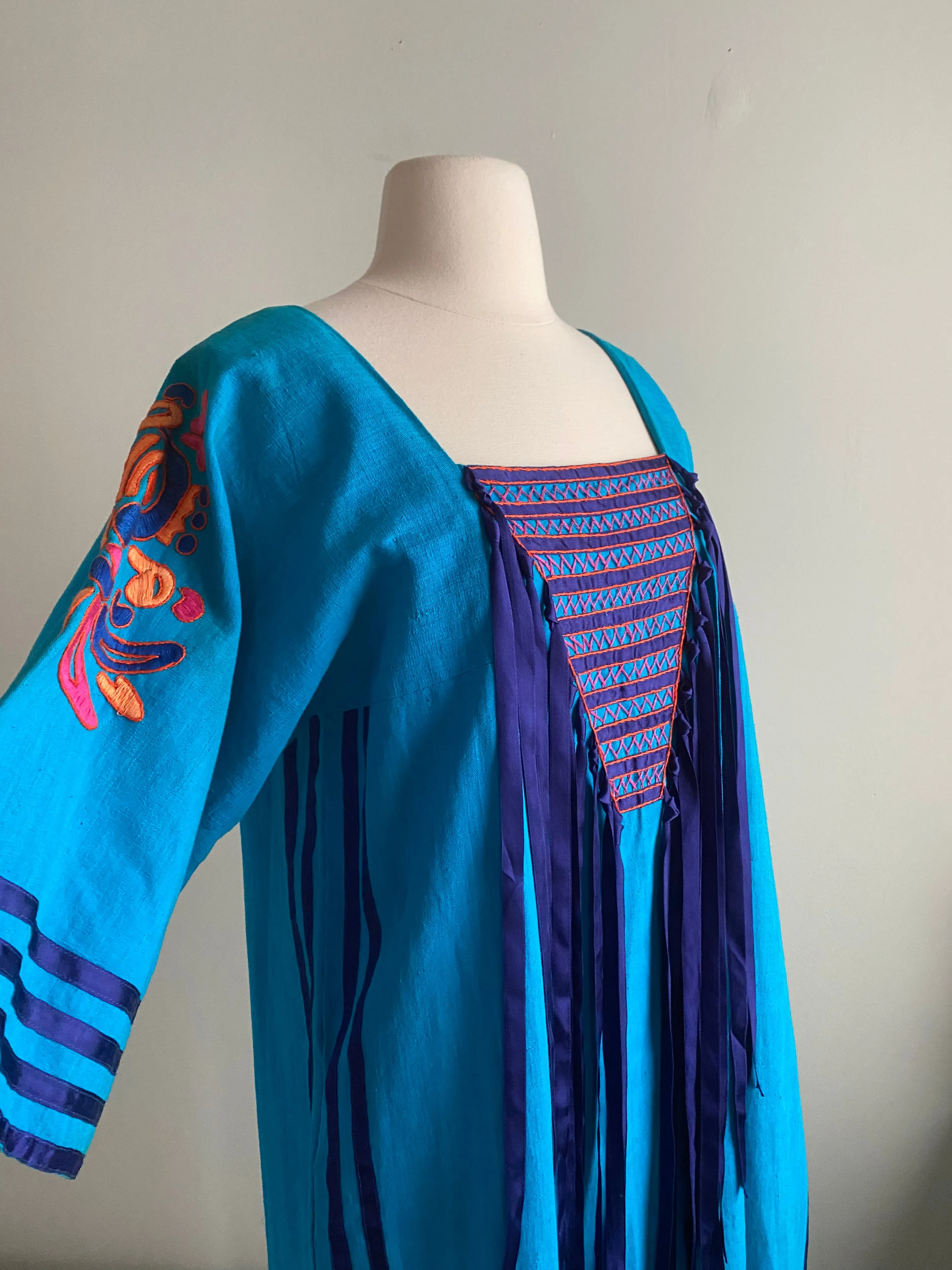 1970s Mexican Art Kaftan By Irene Pulos / ML