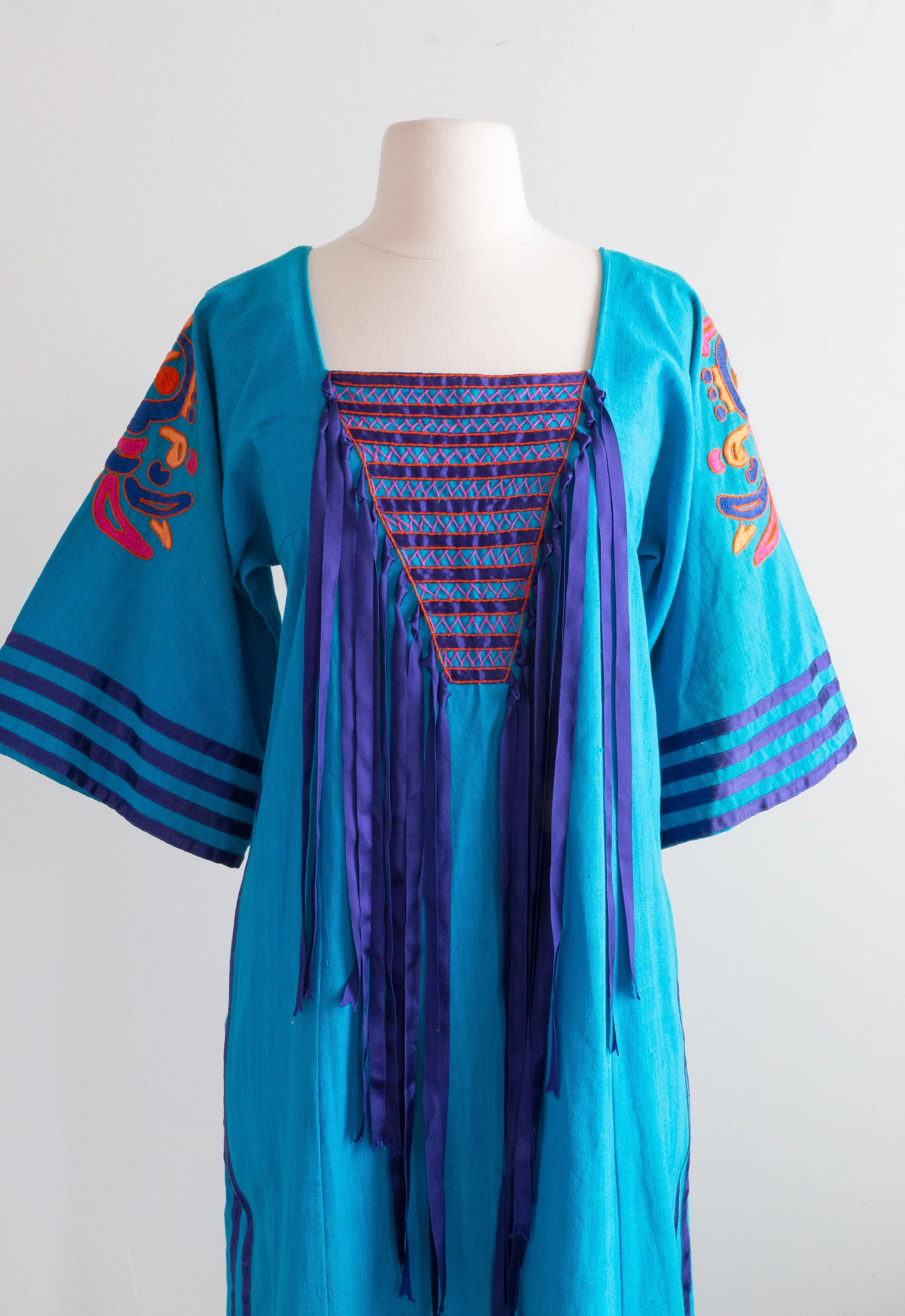 1970s Mexican Art Kaftan By Irene Pulos / ML