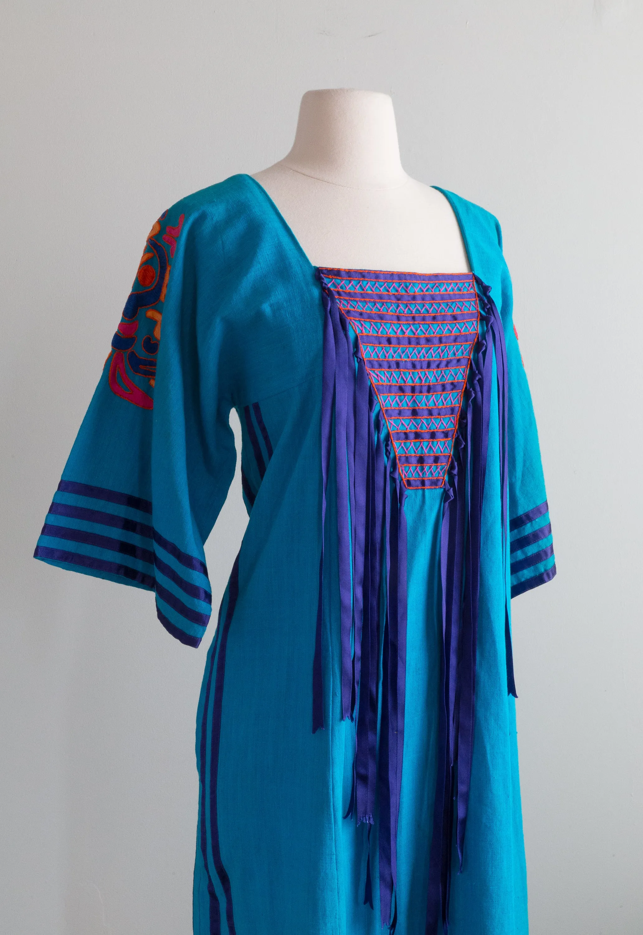 1970s Mexican Art Kaftan By Irene Pulos / ML