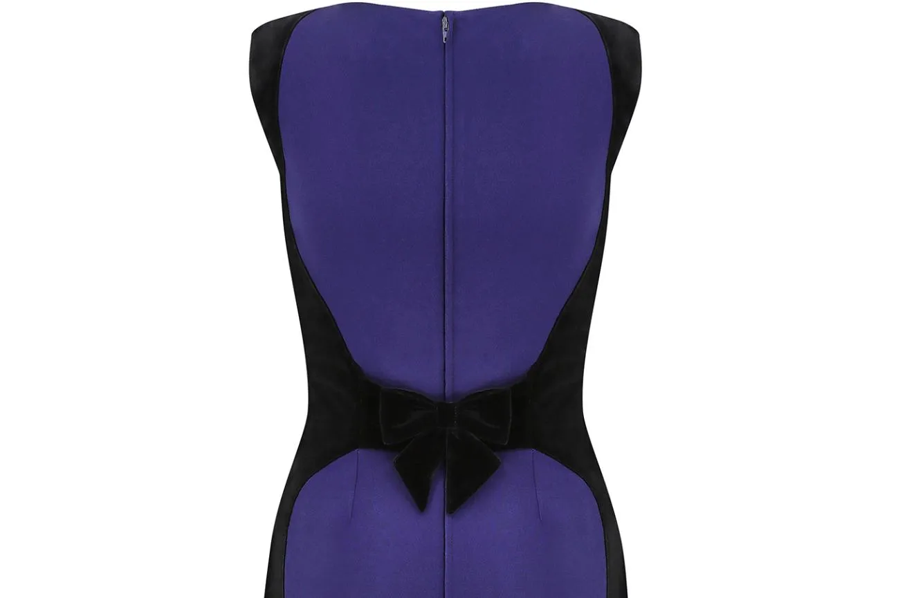 1990s Thierry Mugler Indigo and Black Velvet Dress