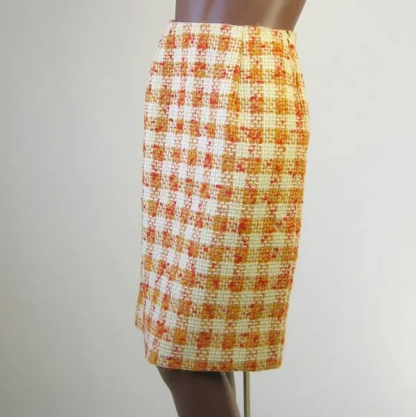 60s Women's Skirt Suit Outfit Vintage Jacket Mod Sunshine Plaid Small to Medium VFG