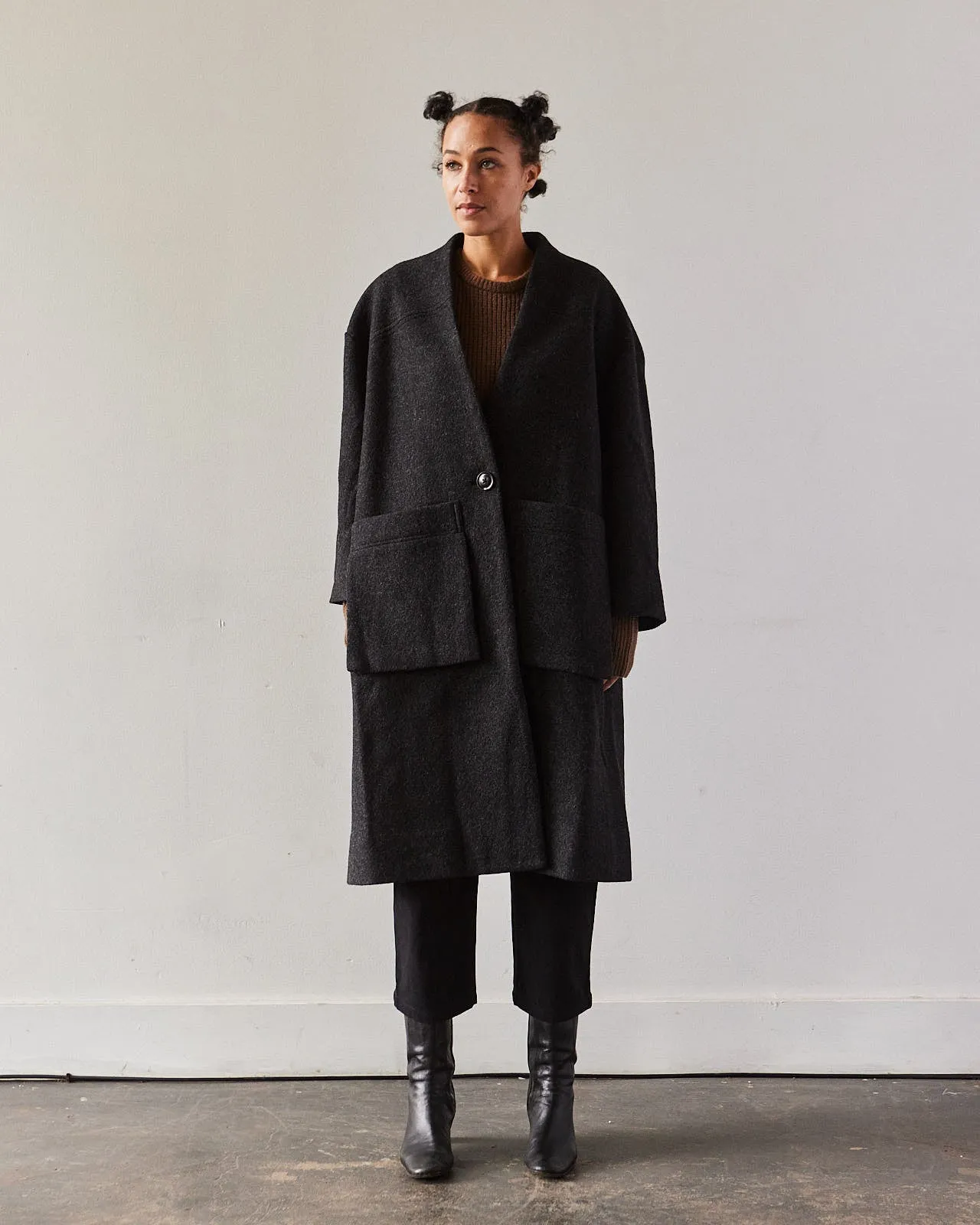 7115 Pockets Long Coat, Charcoal