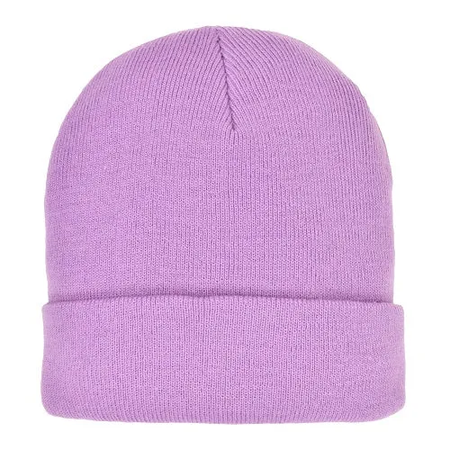 ACRYLIC KNIT SUPER STRETCH CUFF HAT-PURPLE