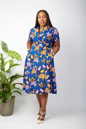 African Print Wrap Midi Dress - Hawa