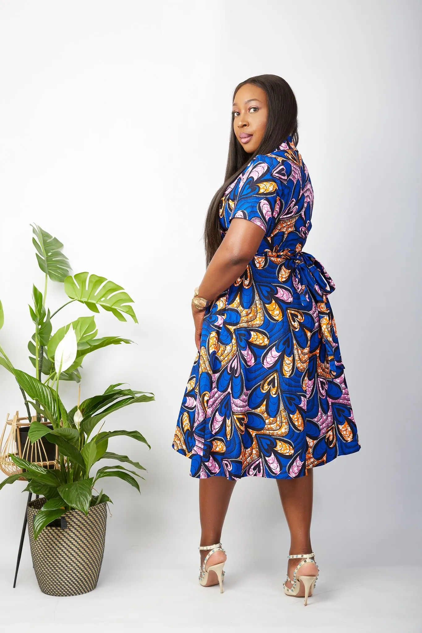 African Print Wrap Midi Dress - Hawa