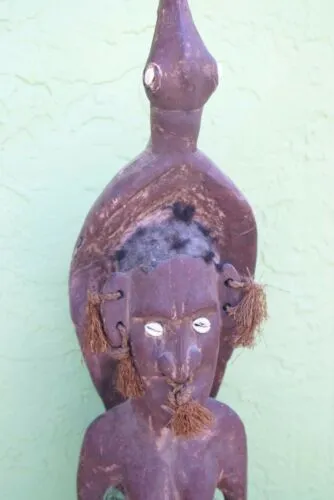 Aibom Meri Bridal Statue Hand carved Rare Human hair Japandai New Guinea 32A0