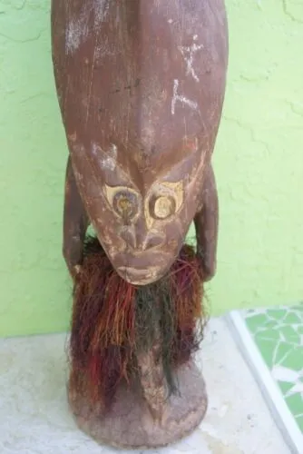 Aibom Meri Bridal Statue Hand carved Rare Human hair Japandai New Guinea 32A0