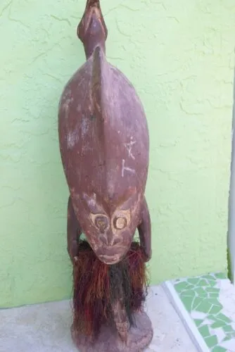 Aibom Meri Bridal Statue Hand carved Rare Human hair Japandai New Guinea 32A0