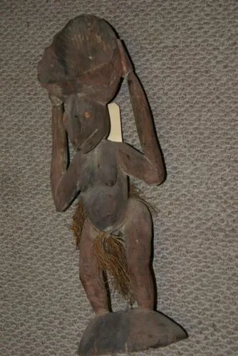 Aibom Meri Statue Handcarved Coal Carrier Japandai Oceanic Art Papua Guinea 32A6