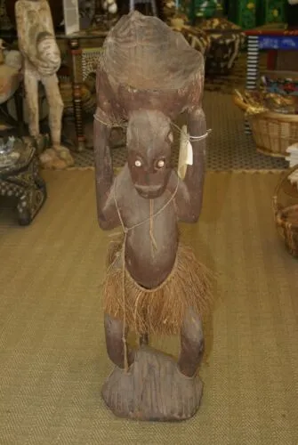 Aibom Meri Statue Handcarved Coal Carrier Japandai Oceanic Art Sepik Guinea 32A