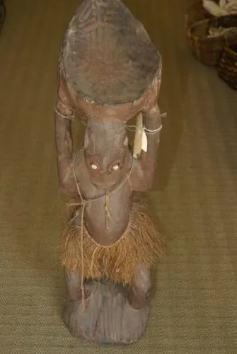 Aibom Meri Statue Handcarved Coal Carrier Japandai Oceanic Art Sepik Guinea 32A