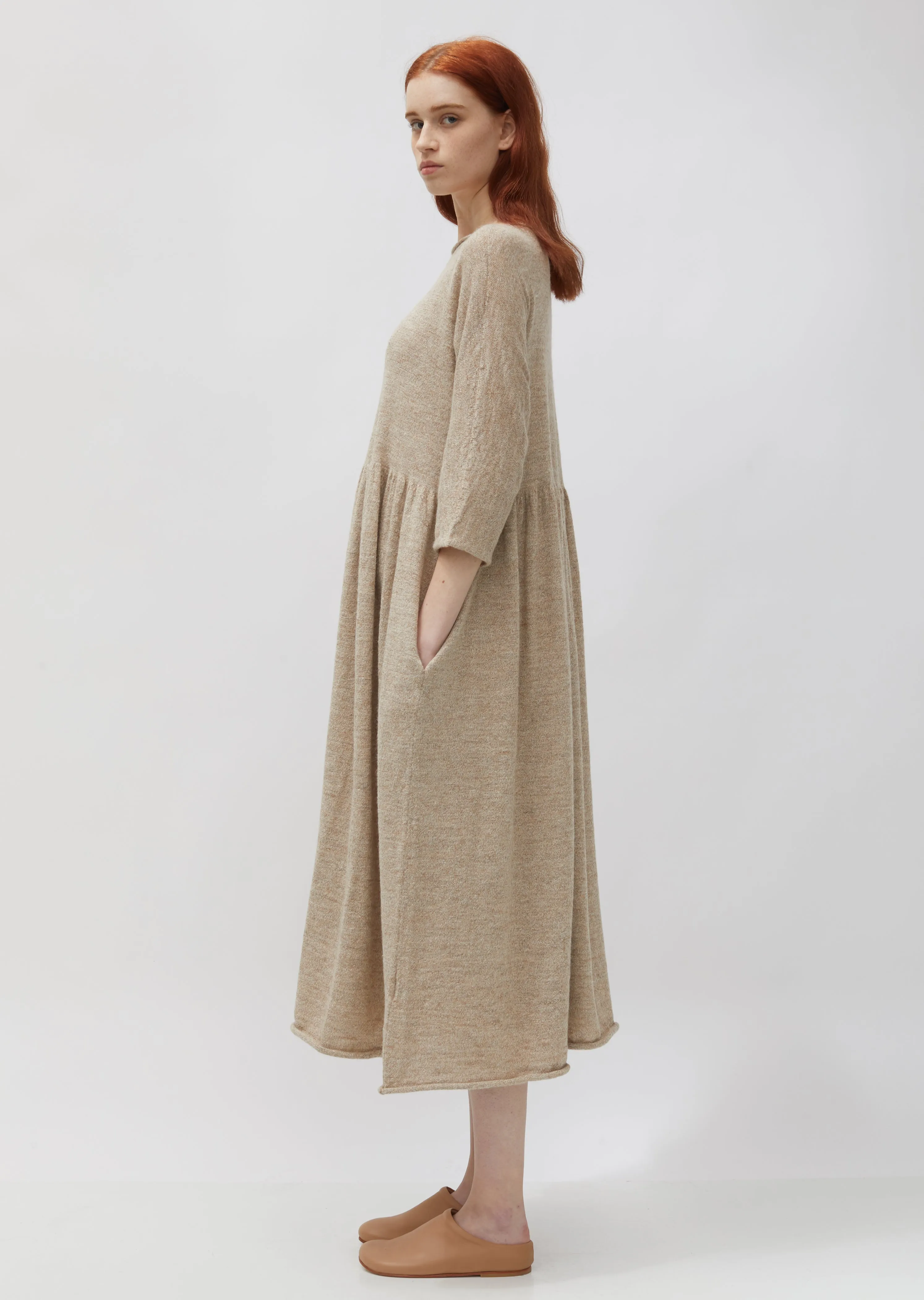 Alpaca & Linen Tier Caftan Sweater Dress