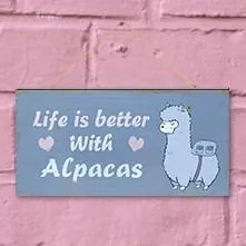 Alpaca Home Decor Wooden Plaque