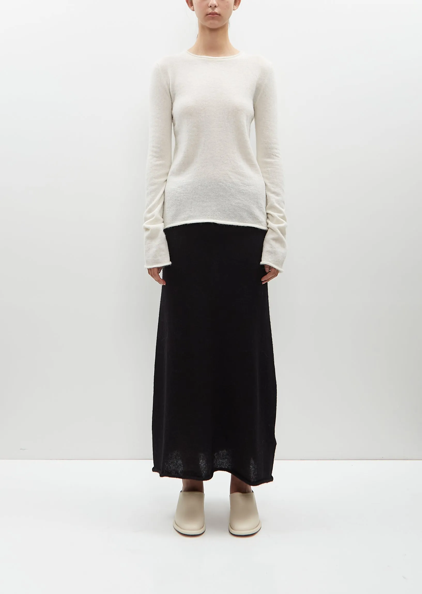 Alpaca Knit Crewneck Sweater — Raw White