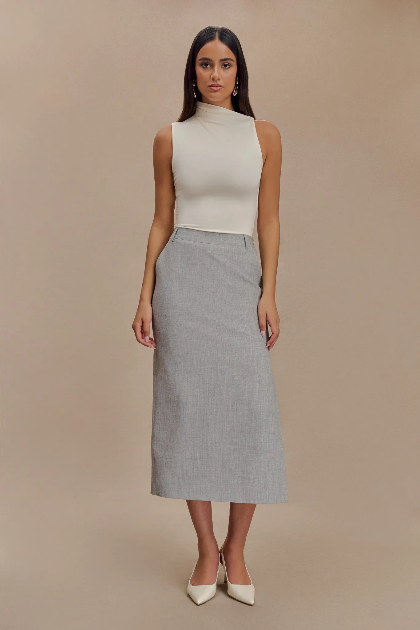 Ambrose Midi Skirt - Charcoal Marle