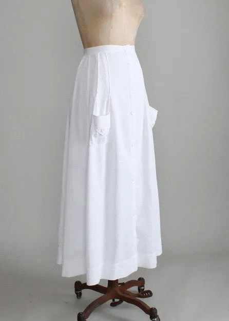 Antique 1910s White Cotton Lawn Party Skirt