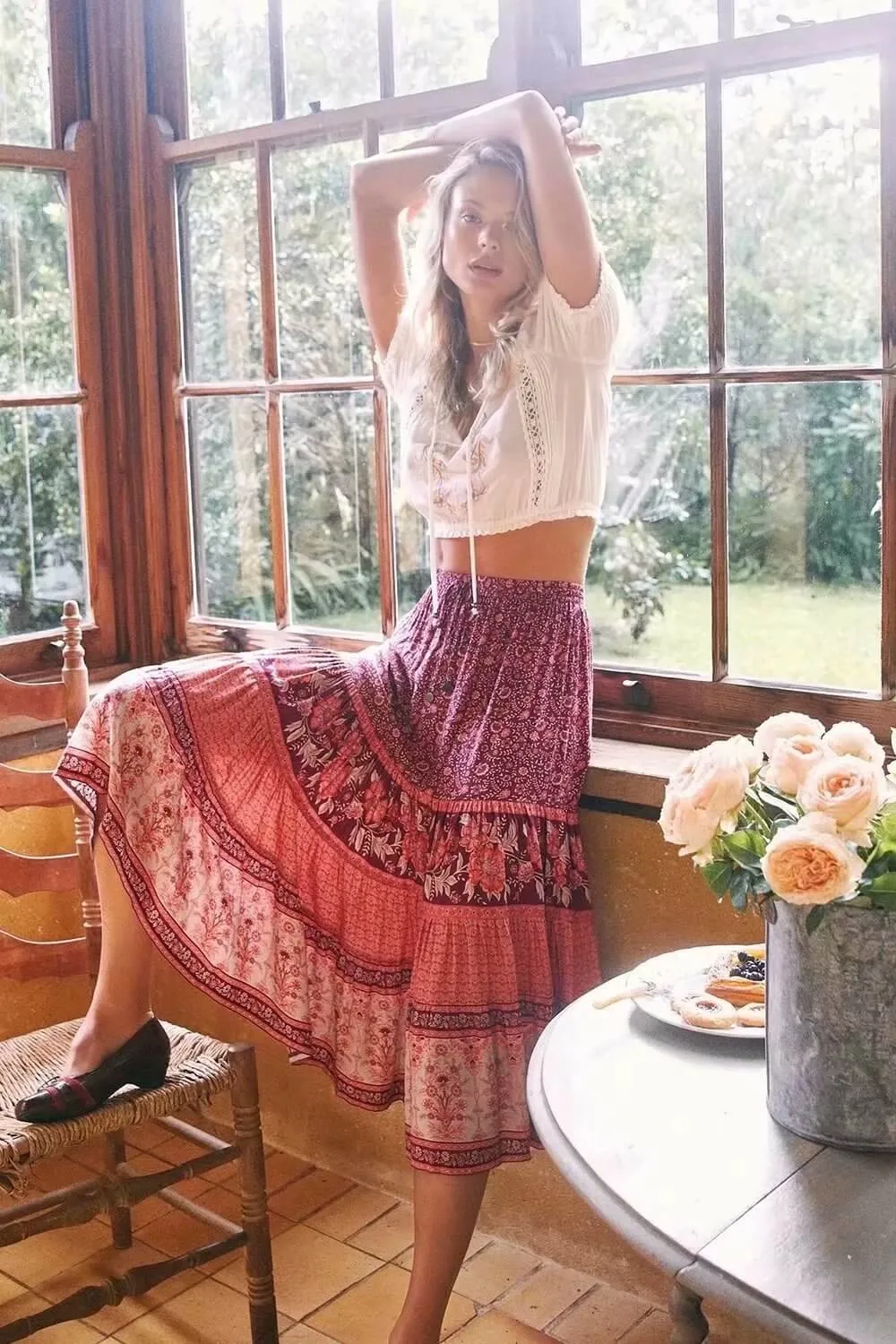 Anya Bohemian Floral Skirt