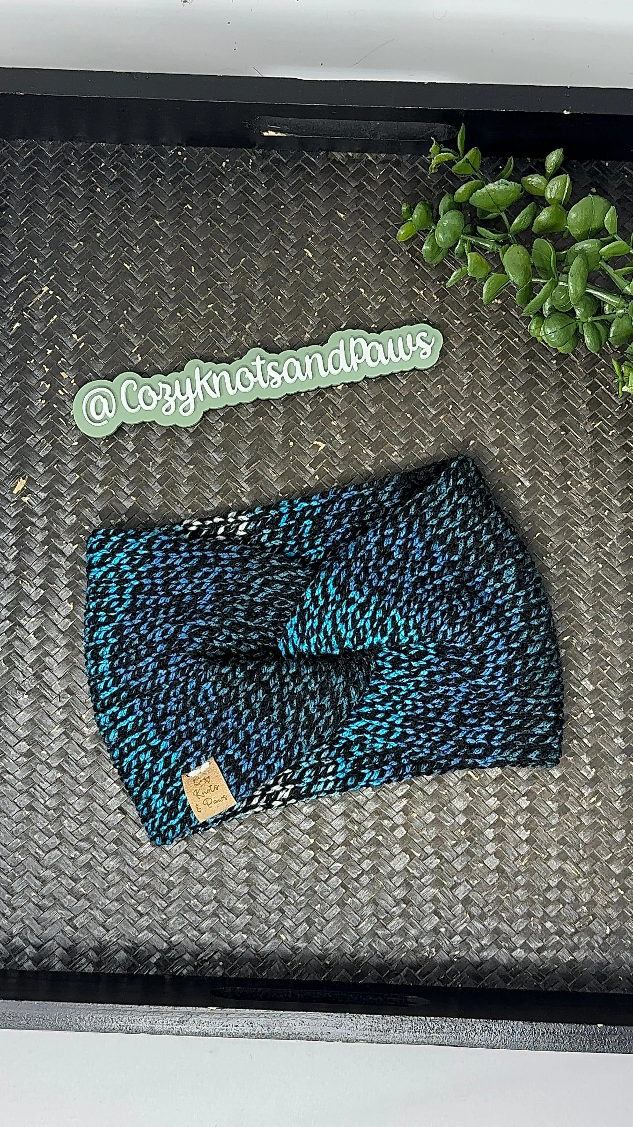 Aqua & Black Ear-Warmer Headband