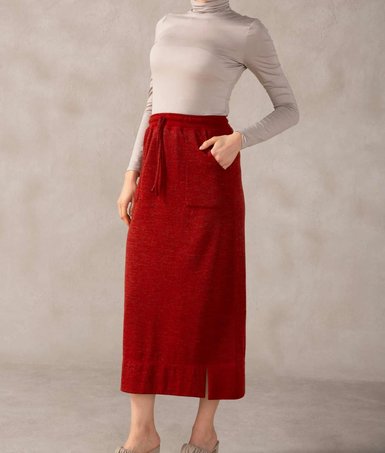 Baby Alpaca and Silk Cargo Skirt