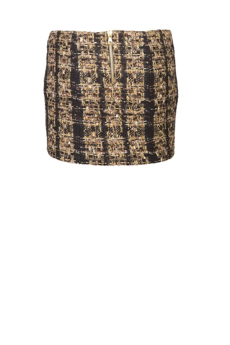 Balmain Mini Zip Tweed Skirt