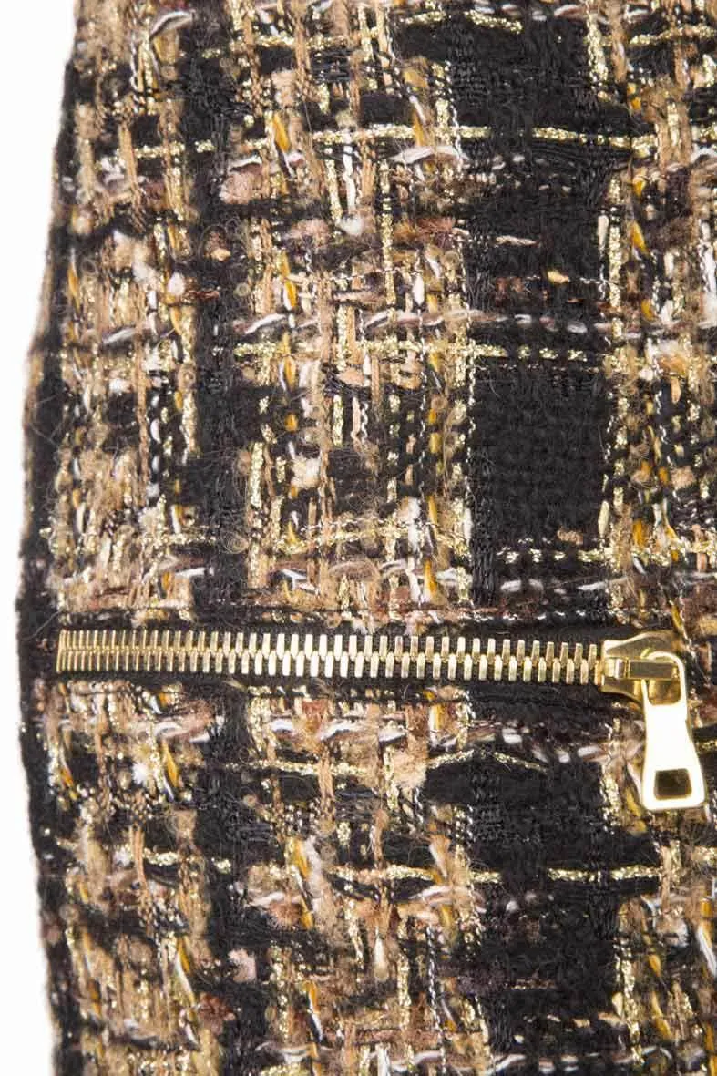 Balmain Mini Zip Tweed Skirt