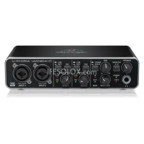 Behringer U-PHORIA UMC204HD 2x4 USB Audio/Midi Interface with Midas Mic Preamplifier - Brand New