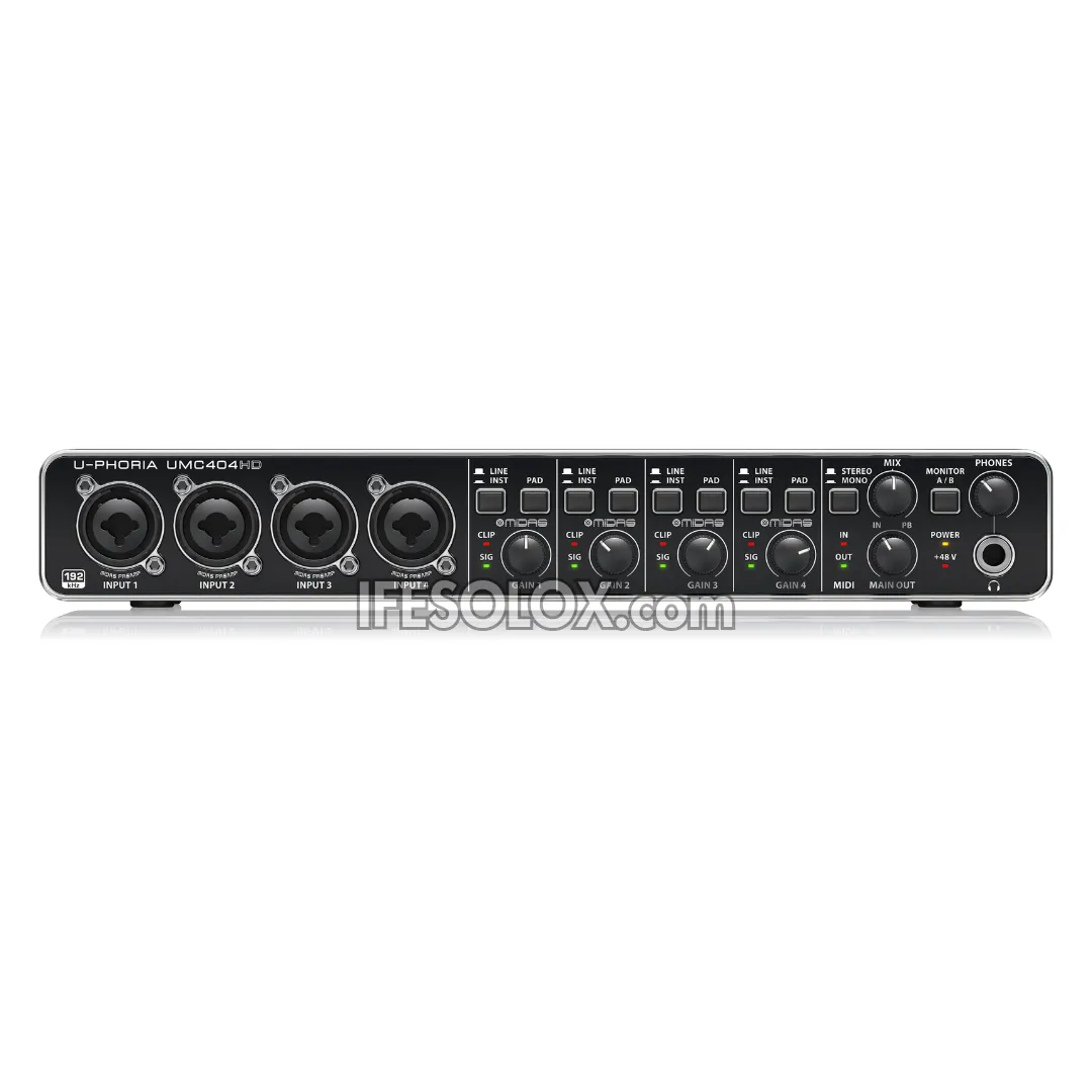 Behringer U-PHORIA UMC404HD 4x4 USB Audio/Midi Interface with Midas Mic Preamplifier - Brand New