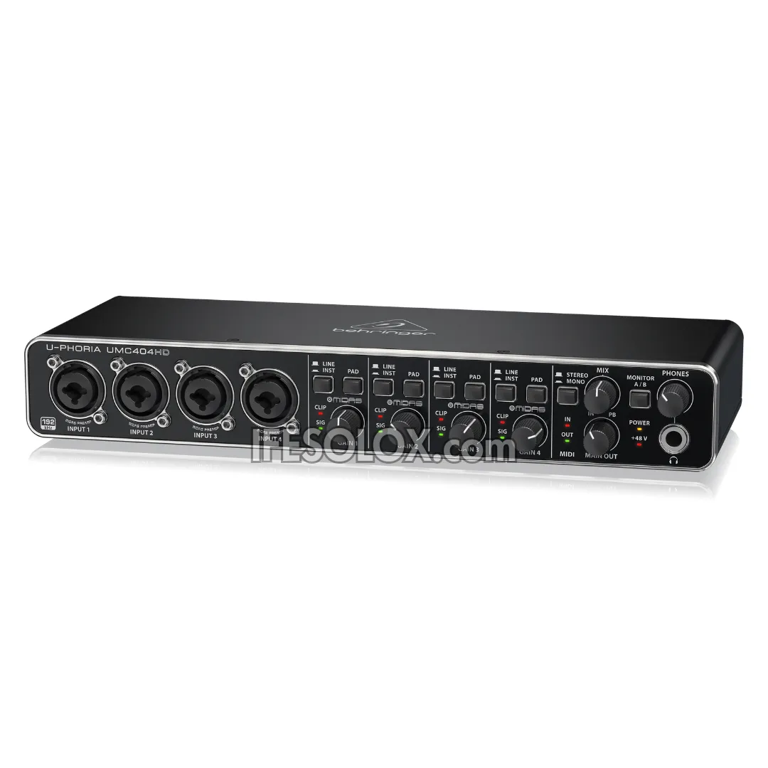 Behringer U-PHORIA UMC404HD 4x4 USB Audio/Midi Interface with Midas Mic Preamplifier - Brand New