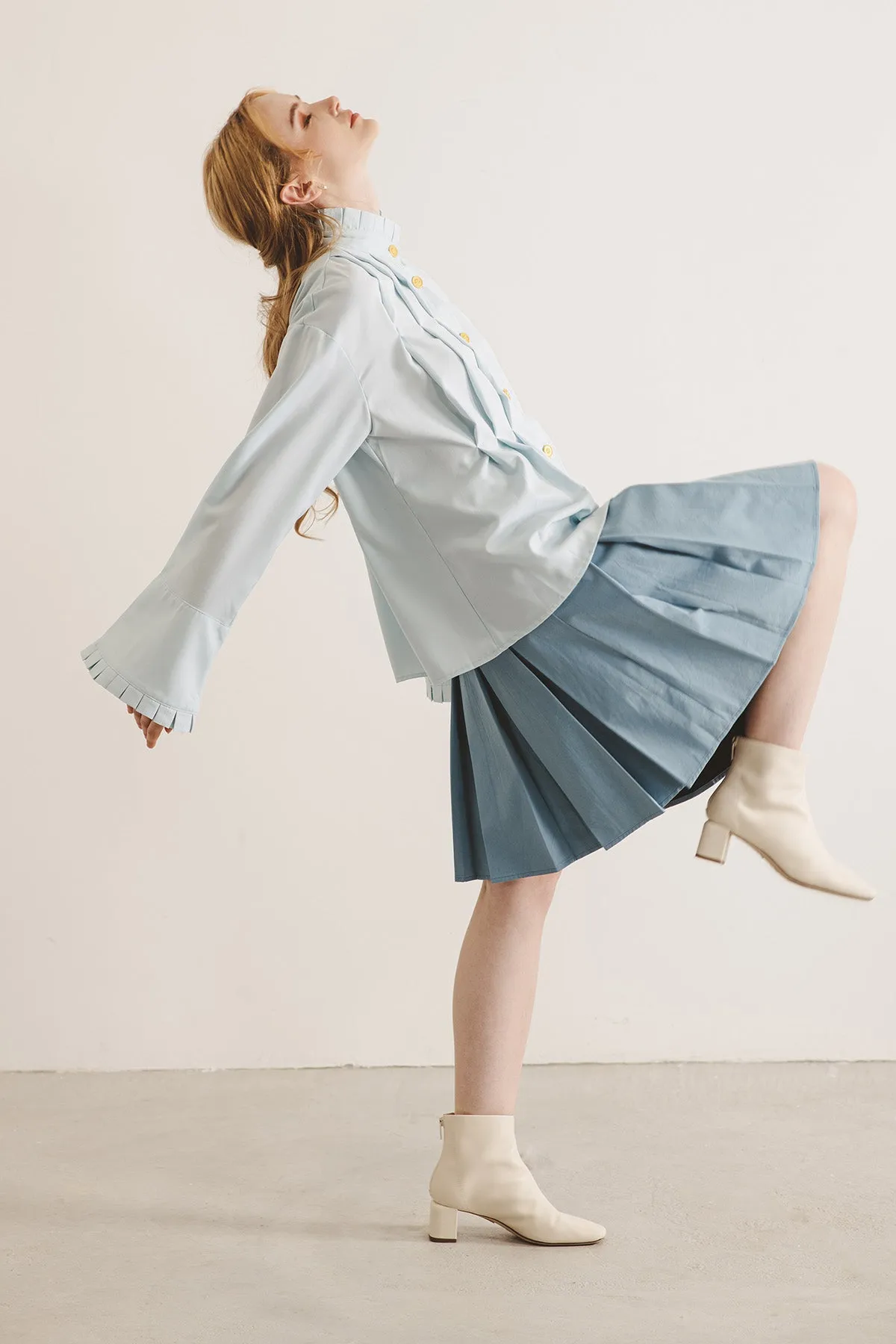 Beillone Belted Pleated Skirt