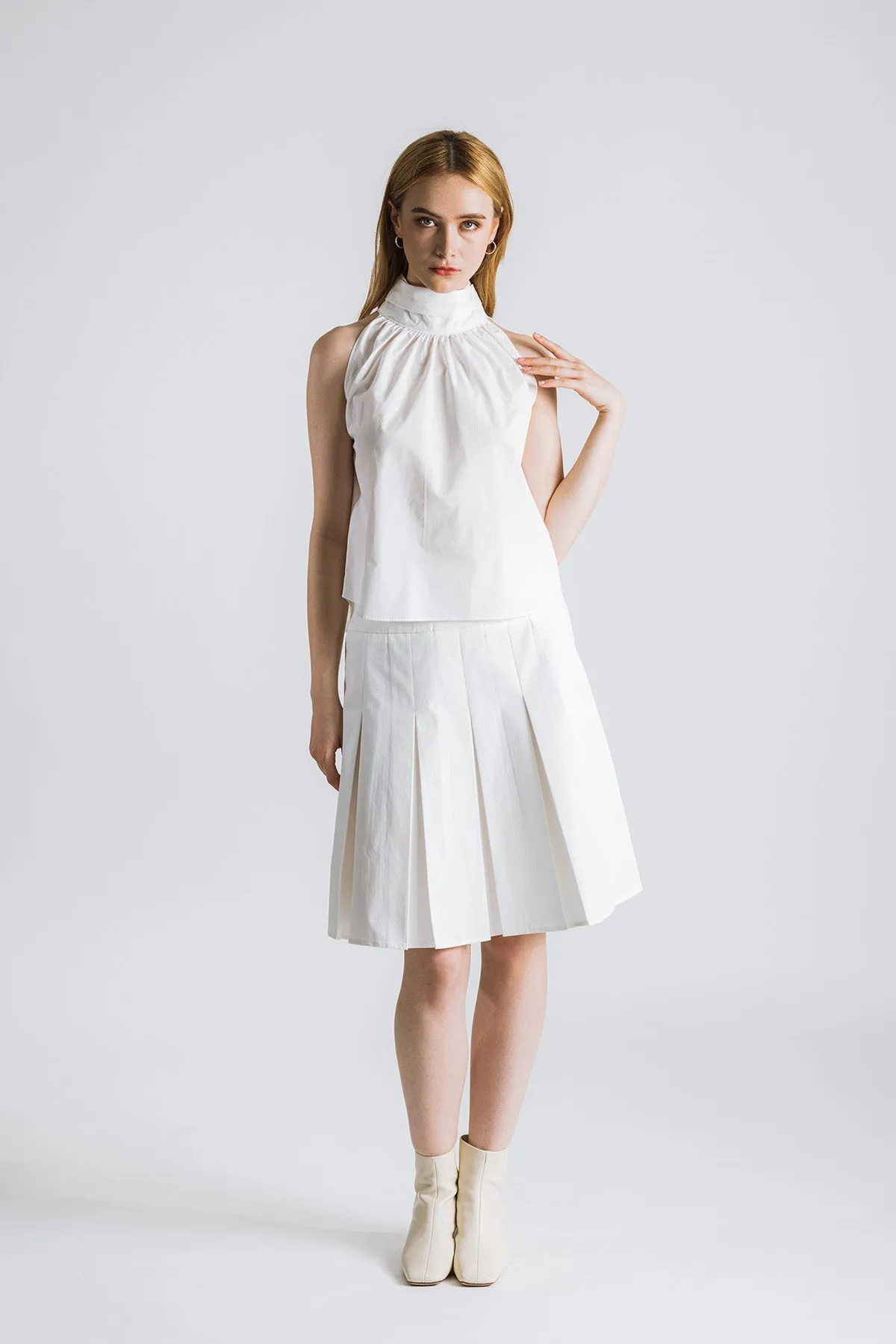 Beillone Belted Pleated Skirt