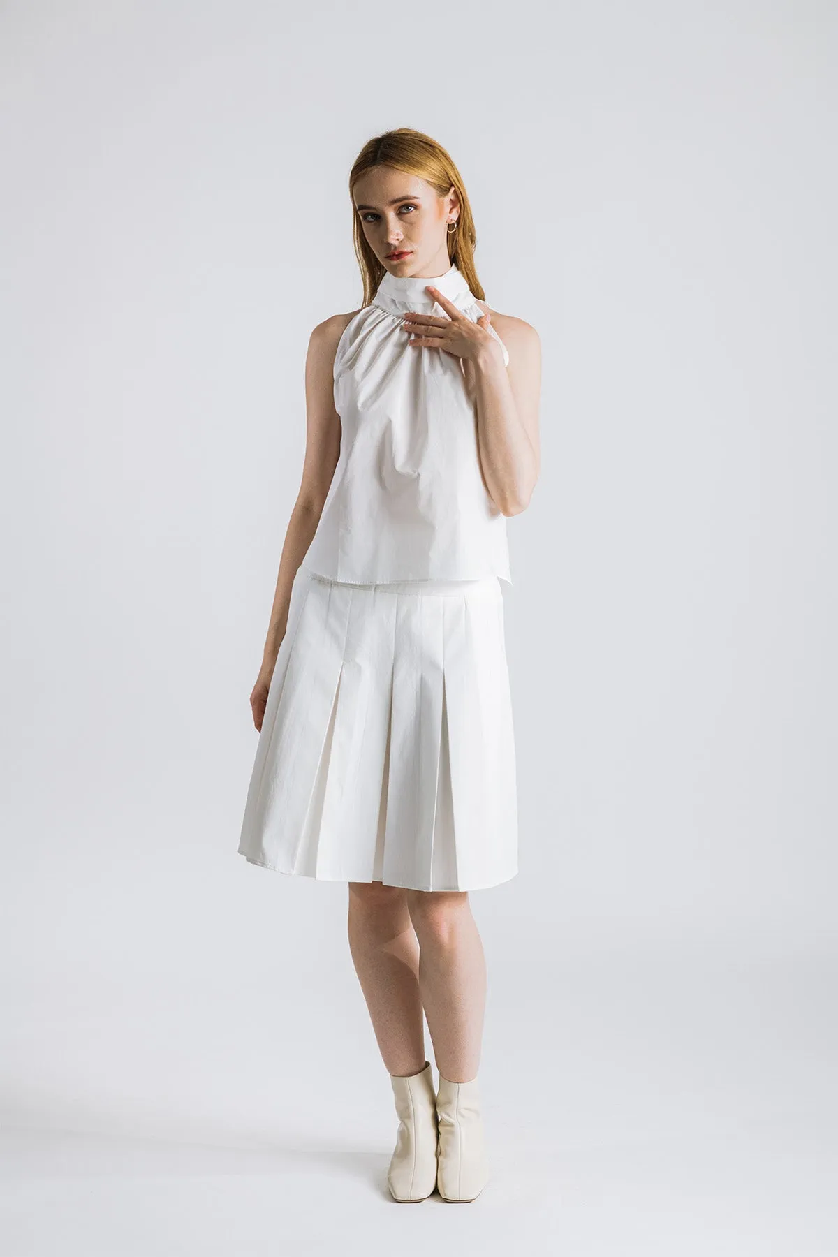 Beillone Belted Pleated Skirt