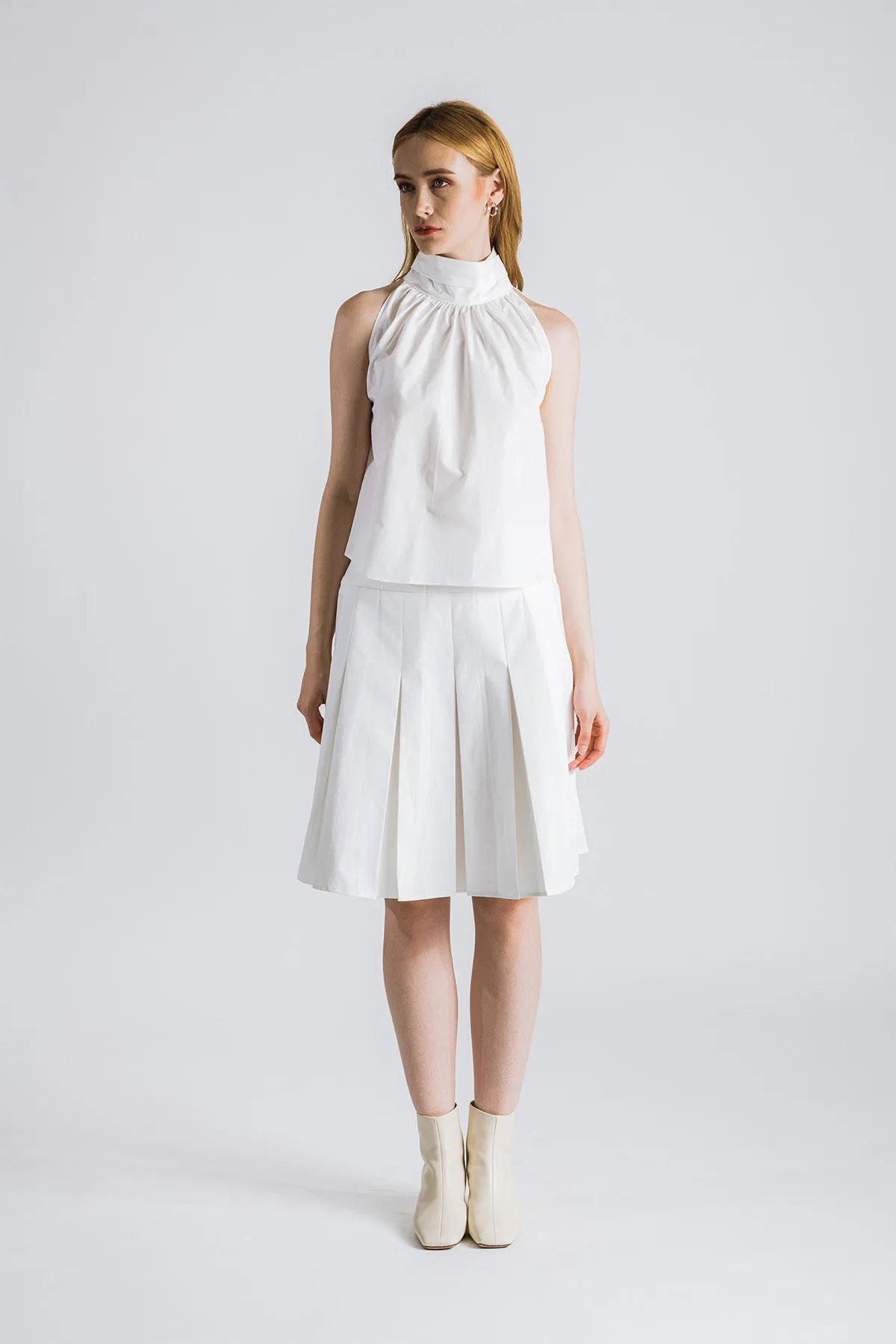 Beillone Belted Pleated Skirt