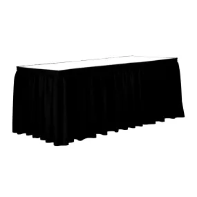 Black 14' x 29" Poly Premier Table Skirt Shirred Pleat