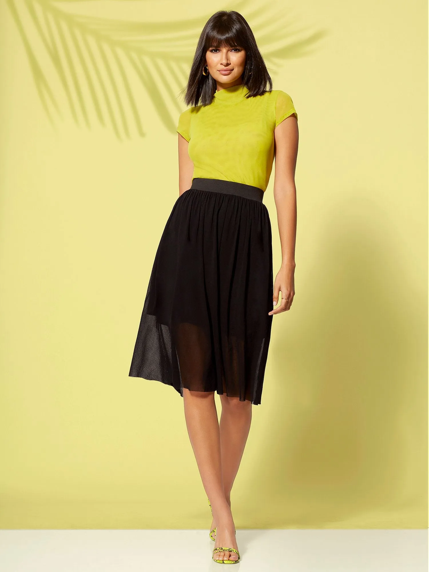 Black Chiffon-Overlay Midi Skirt - Sweet Pea