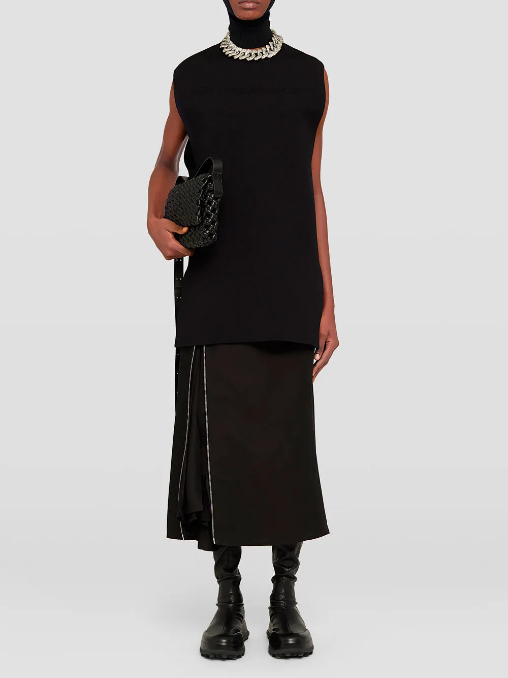 Black midi skirt