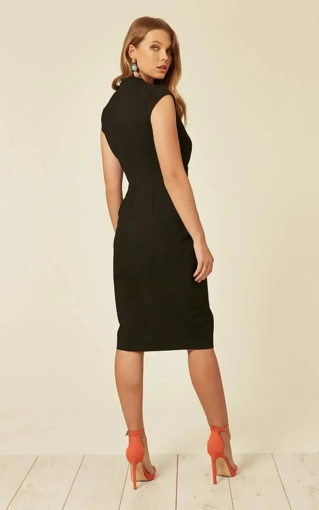 Black V Neck Wrap Dress