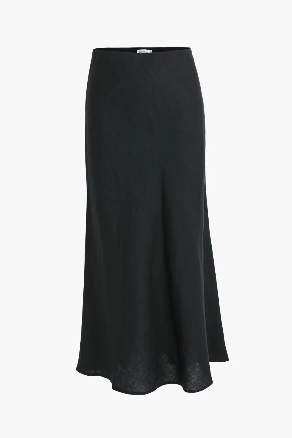 Bliss Black Linen Bias Midi Skirt