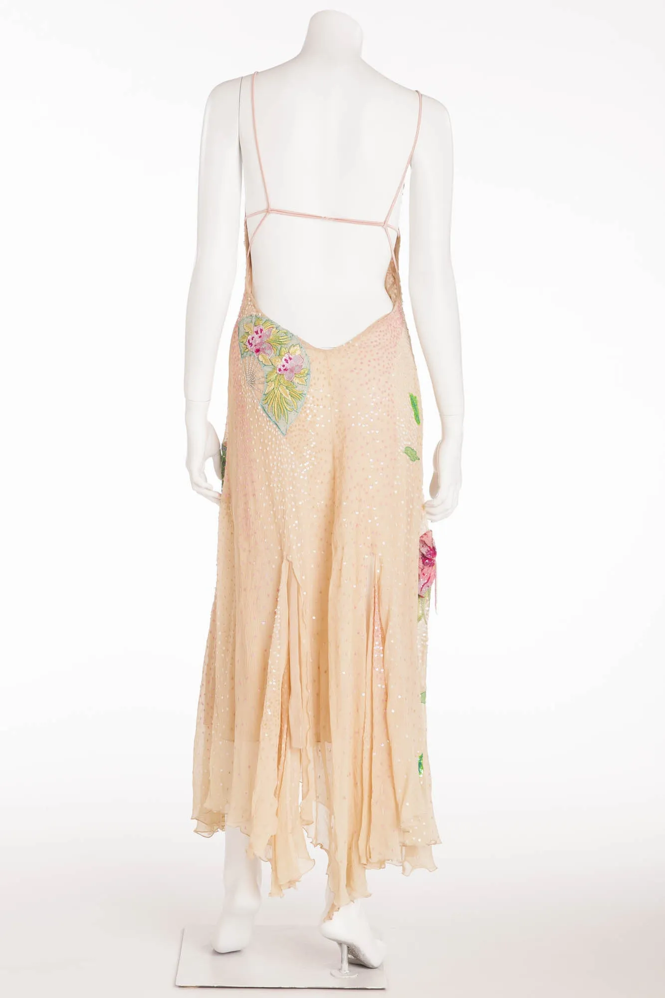 Blumarine - Editorial, Nude color Dress with Pink and Green Embellishments - IT 40