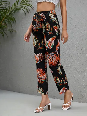 Boho Floral High Waist Cropped Women Pants