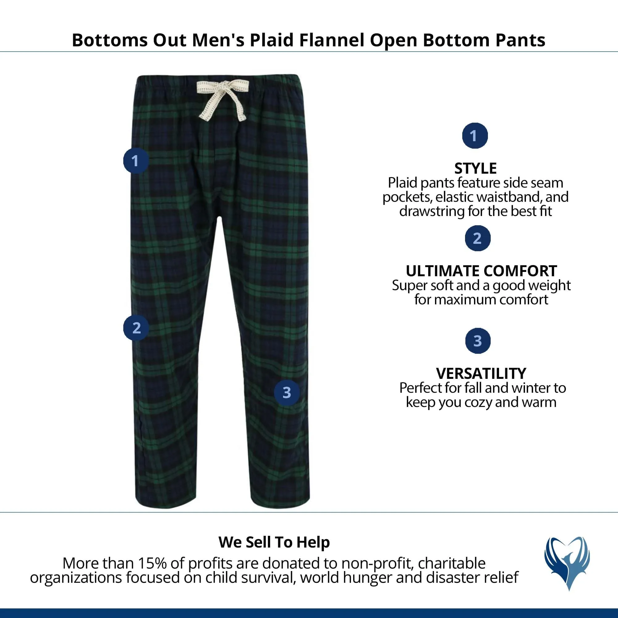 Bottoms Out Men's Plaid Flannel Open Bottom Pants